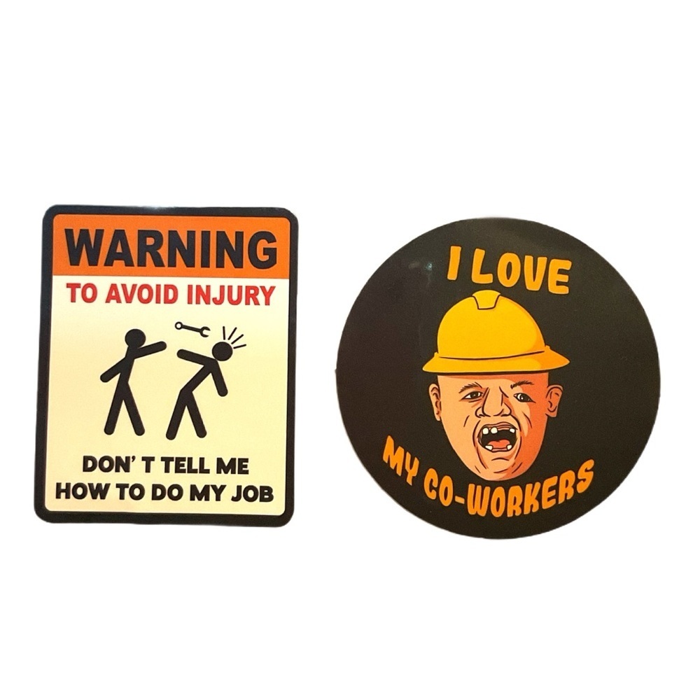 Funny Workplace Sticker Set blue collar construction